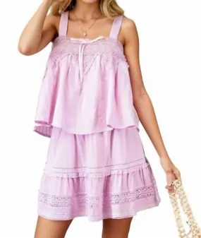 143 Story - Courtney Pretty Crochet Trim Ruffle Top & Mini Skirt Set