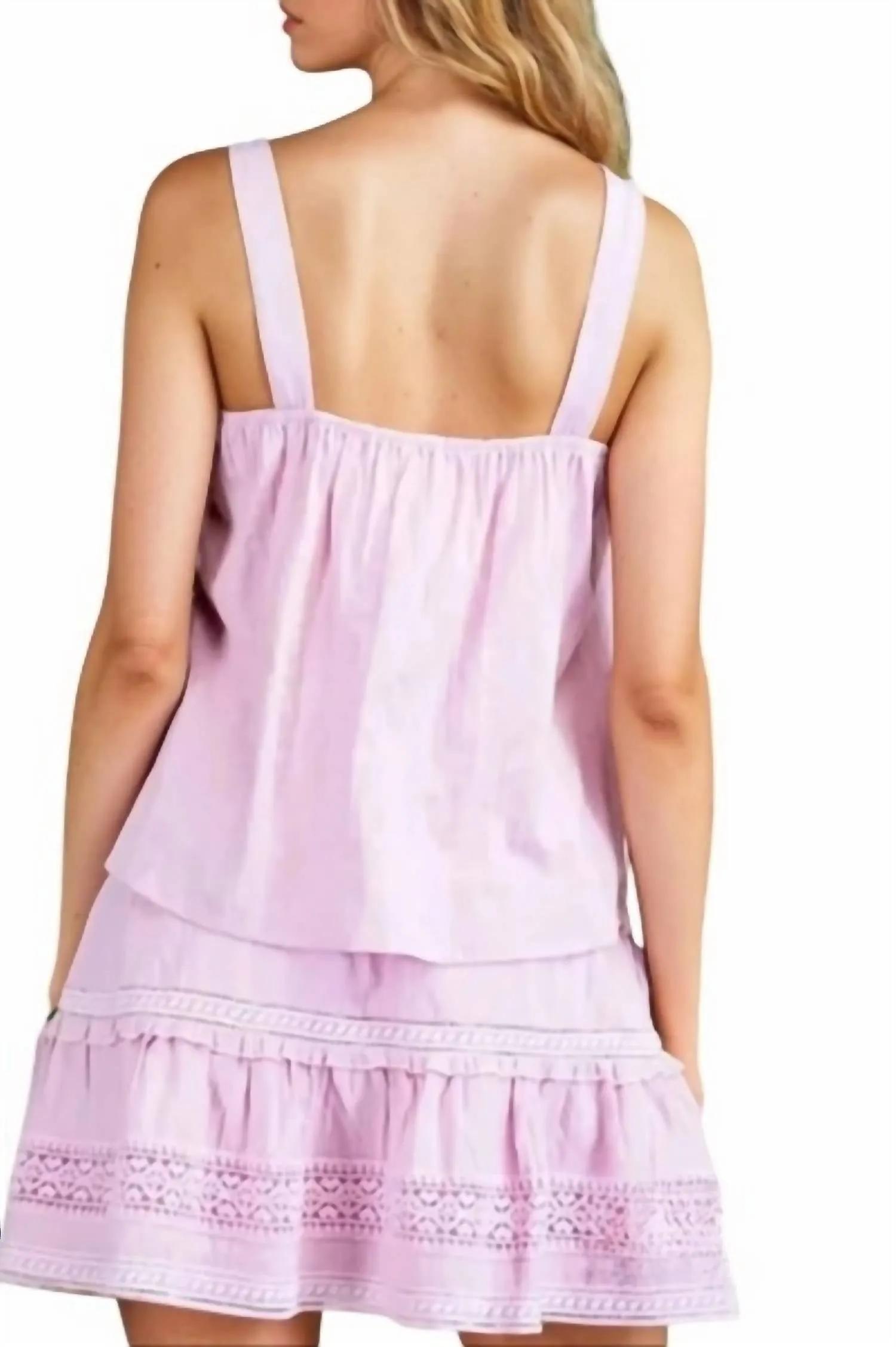 143 Story - Courtney Pretty Crochet Trim Ruffle Top & Mini Skirt Set