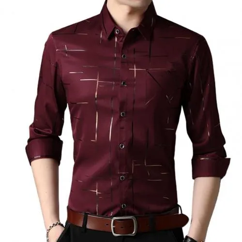 2021 Men's Dress Shirts Male High Quality Long Sleeve Slim Business Casual Shirt