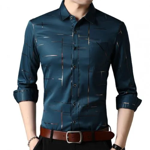 2021 Men's Dress Shirts Male High Quality Long Sleeve Slim Business Casual Shirt