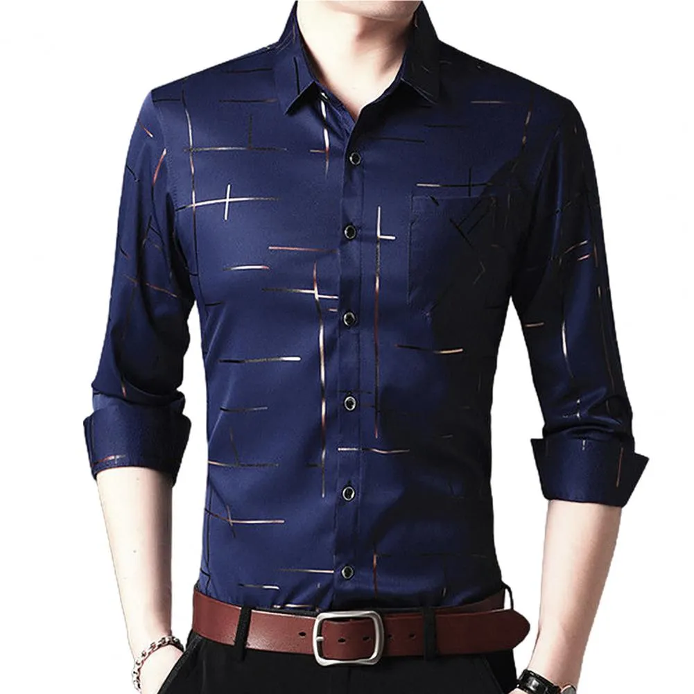 2021 Men's Dress Shirts Male High Quality Long Sleeve Slim Business Casual Shirt