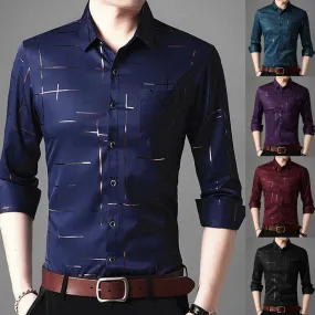 2021 Men's Dress Shirts Male High Quality Long Sleeve Slim Business Casual Shirt