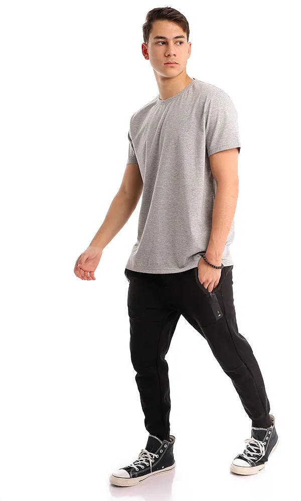 21214 Basic Heather Grey Round Neck Slip On Tee