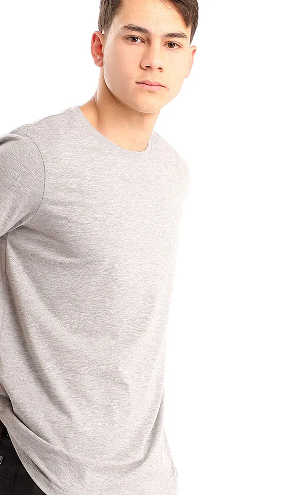 21214 Basic Heather Grey Round Neck Slip On Tee