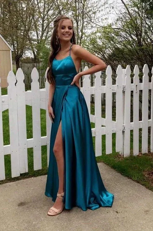 A-Line Simple Stunning Long Prom Dress Formal Evening Gowns Party Dress With Slit