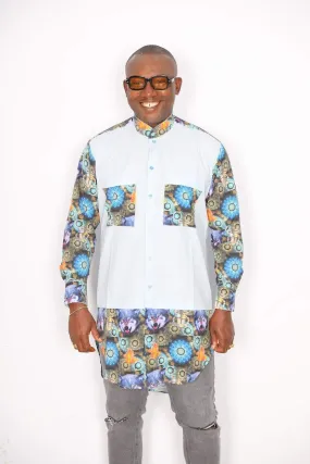 African Shirt Wolf D&D Blue