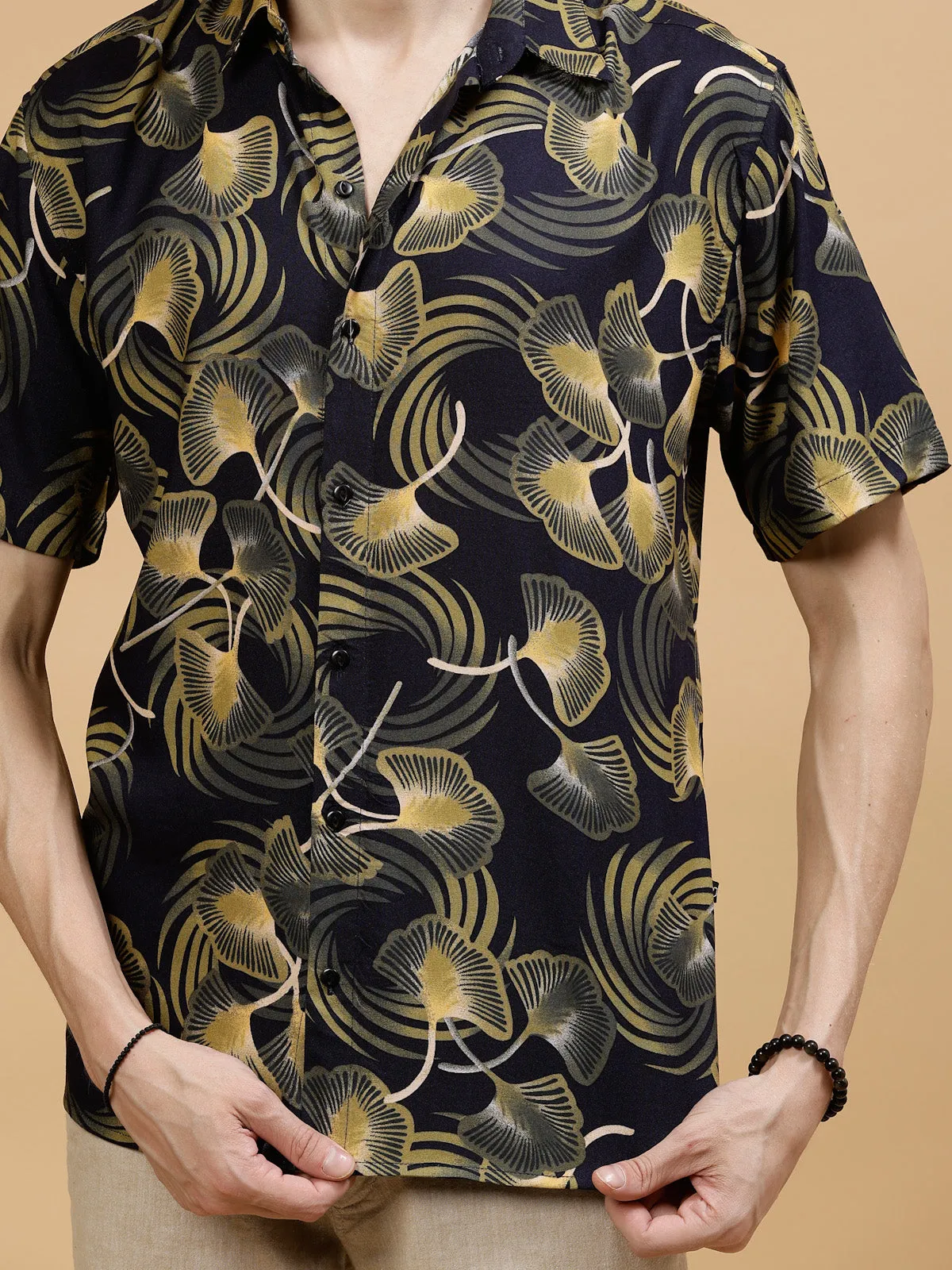 All Over Botanical Print Rayon Shirt