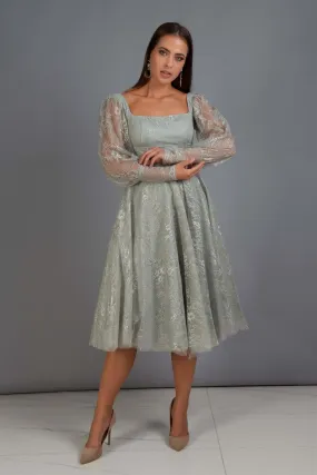 Angelino Çağla Lace Square Collar Engagement Dress