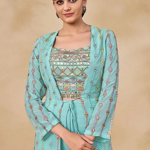 ARYA DESIGNS VOLUME 40 GEORGETTE KURTI WITH BOTTOM AND JACKET