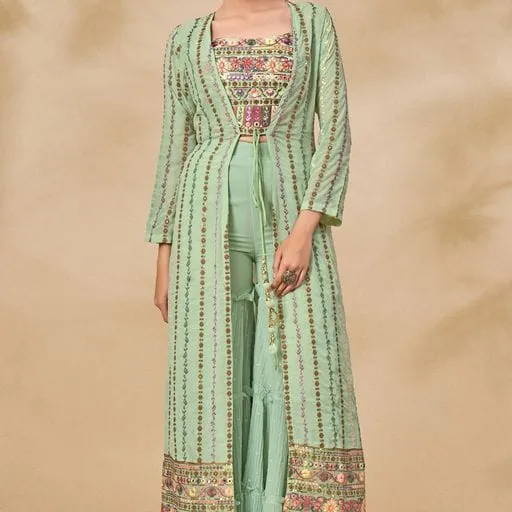 ARYA DESIGNS VOLUME 40 GEORGETTE KURTI WITH BOTTOM AND JACKET
