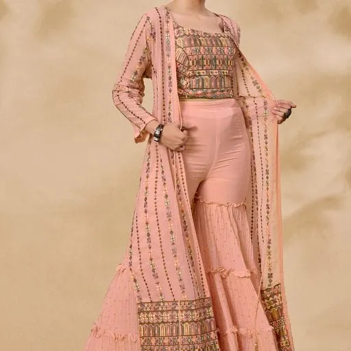 ARYA DESIGNS VOLUME 40 GEORGETTE KURTI WITH BOTTOM AND JACKET