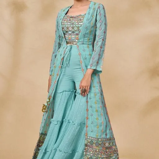 ARYA DESIGNS VOLUME 40 GEORGETTE KURTI WITH BOTTOM AND JACKET