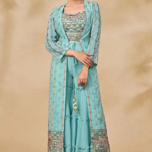 ARYA DESIGNS VOLUME 40 GEORGETTE KURTI WITH BOTTOM AND JACKET