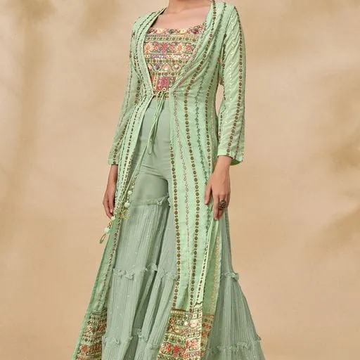 ARYA DESIGNS VOLUME 40 GEORGETTE KURTI WITH BOTTOM AND JACKET