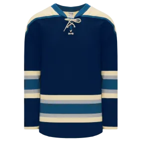 Athletic Knit (AK) H550BKA-CLM892BK Pro Series - Adult Knitted 2010 Columbus Blue Jackets Third Navy Hockey Jersey