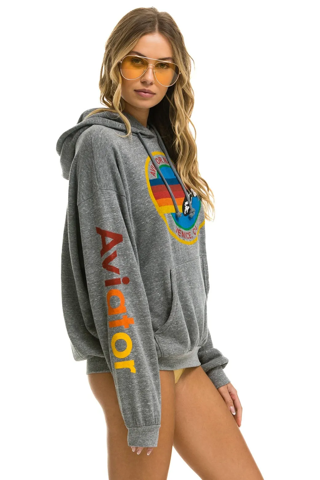 AVIATOR NATION RELAXED PULLOVER HOODIE - HEATHER GREY