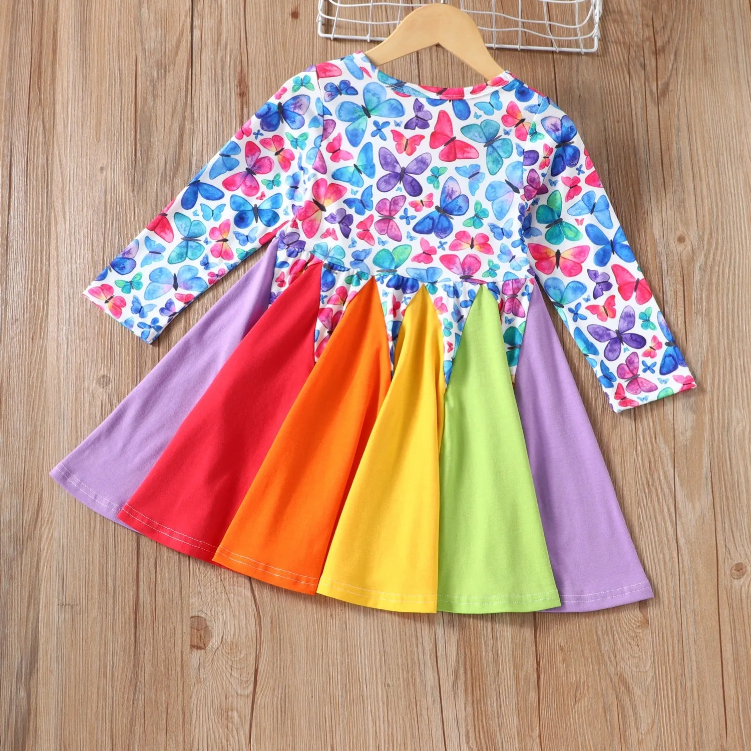 Beautiful Rainbow Patch Floral Design Girls Dress
