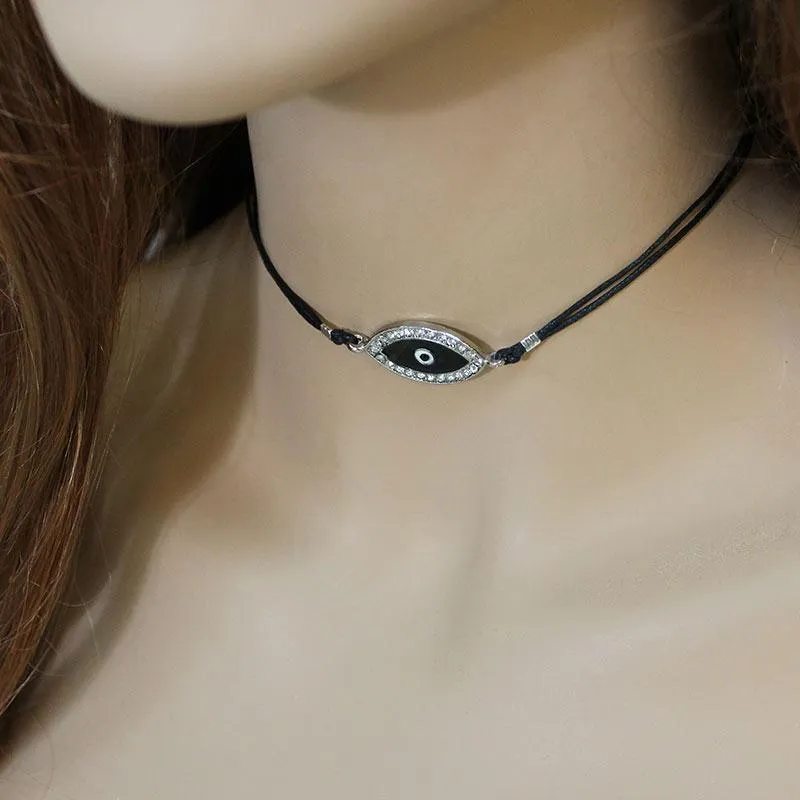Black Cord Evil Eye Choker