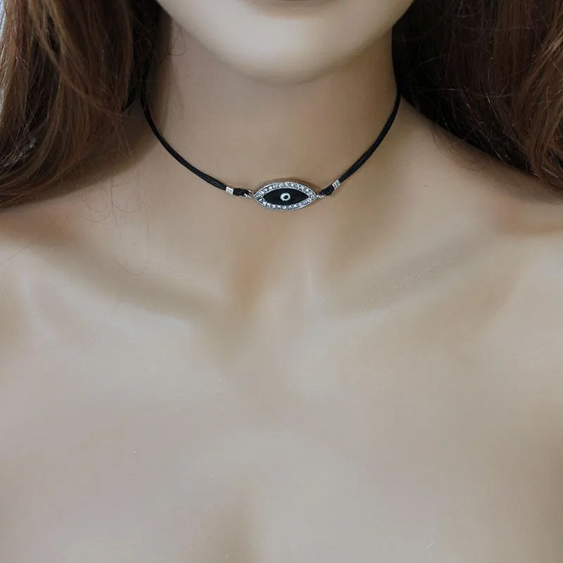 Black Cord Evil Eye Choker