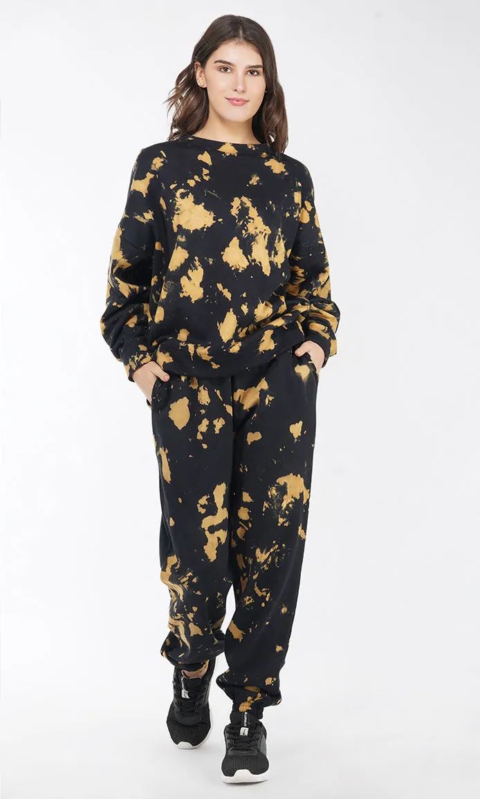 Black-Mustard Tie & Dye Over-sized Sweatshirt