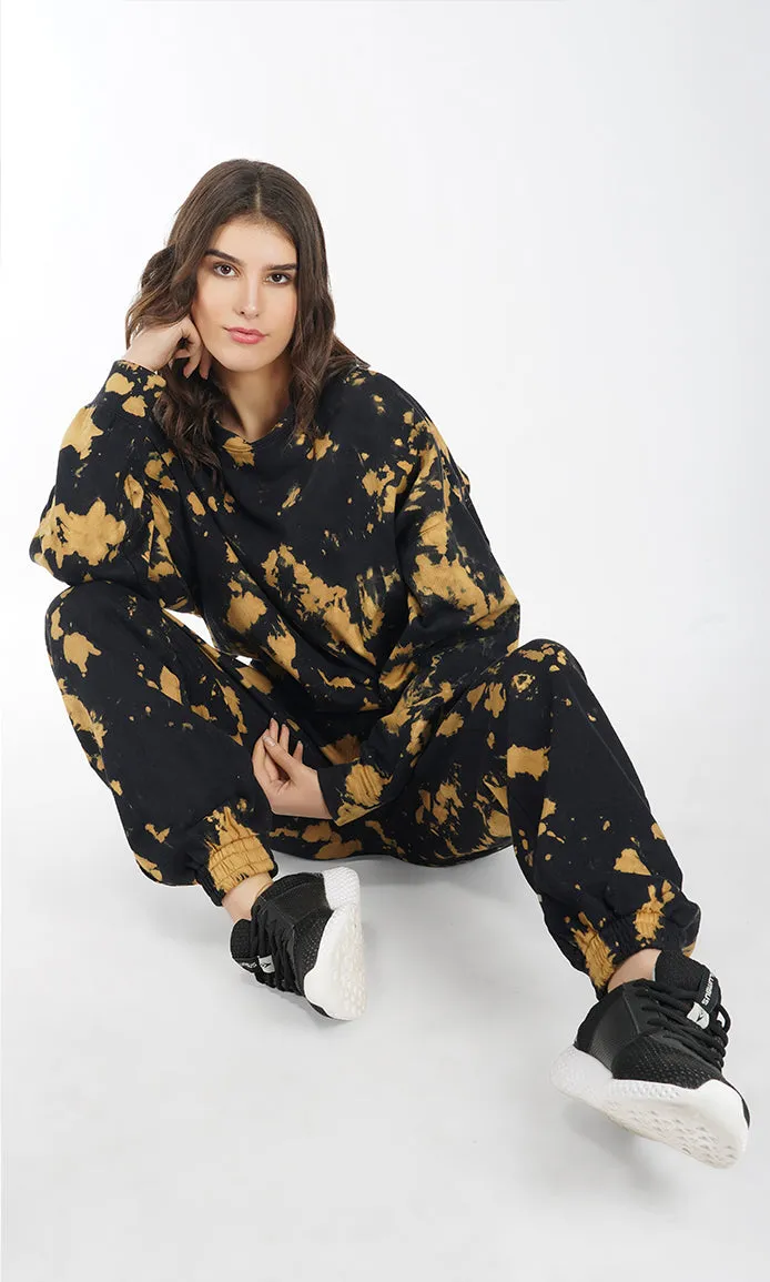 Black-Mustard Tie & Dye Over-sized Sweatshirt