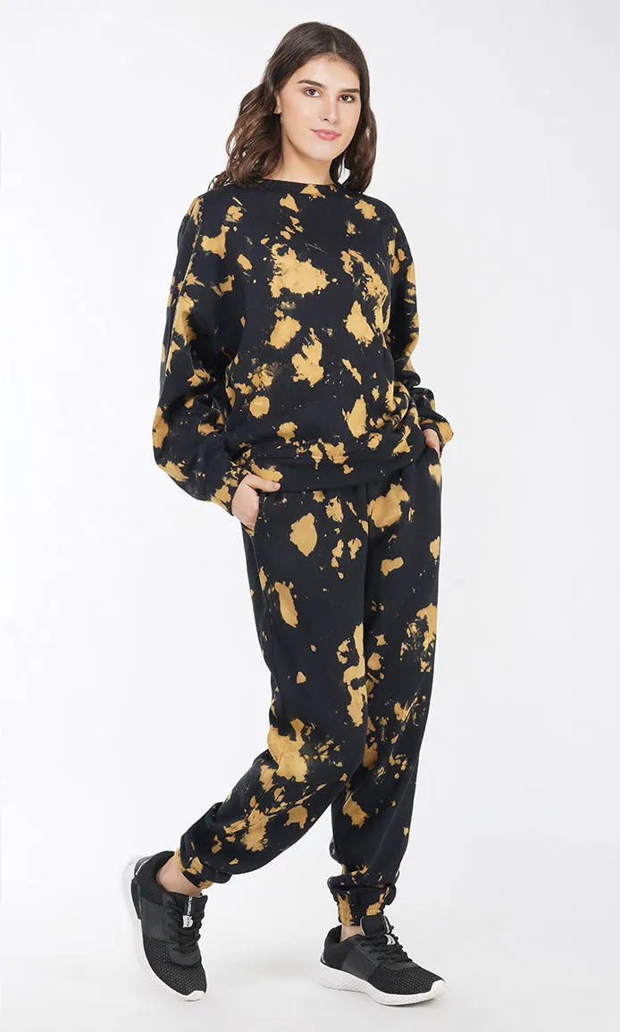 Black-Mustard Tie & Dye Over-sized Sweatshirt