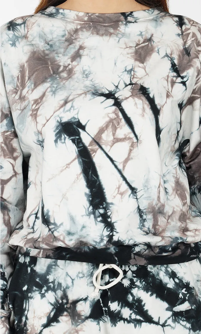 Black-White Tie & Dye Over-sized Sweatshirt