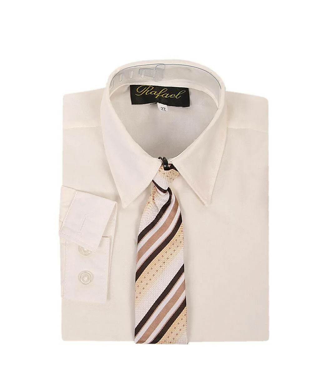 Boys Ivory Formal Dress Shirt and Tie