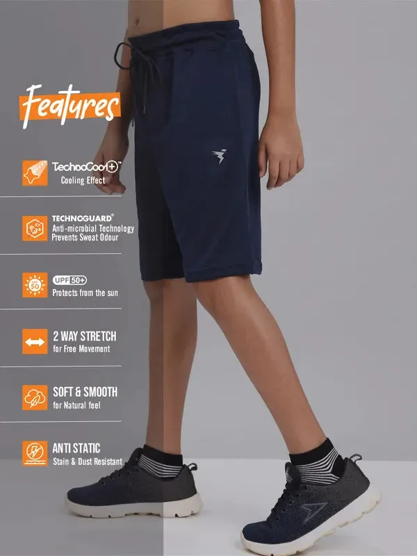 Boys Solid Slim Fit Shorts with TECHNO COOL 
