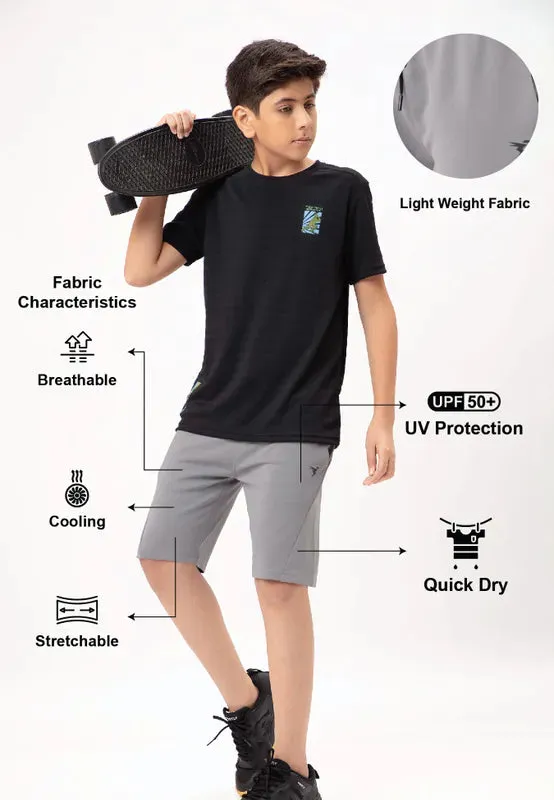 Boys Solid Slim Fit Shorts with TECHNO GUARD