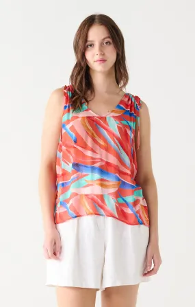 BT2323519 Vee Neck Tie Shoulder Top