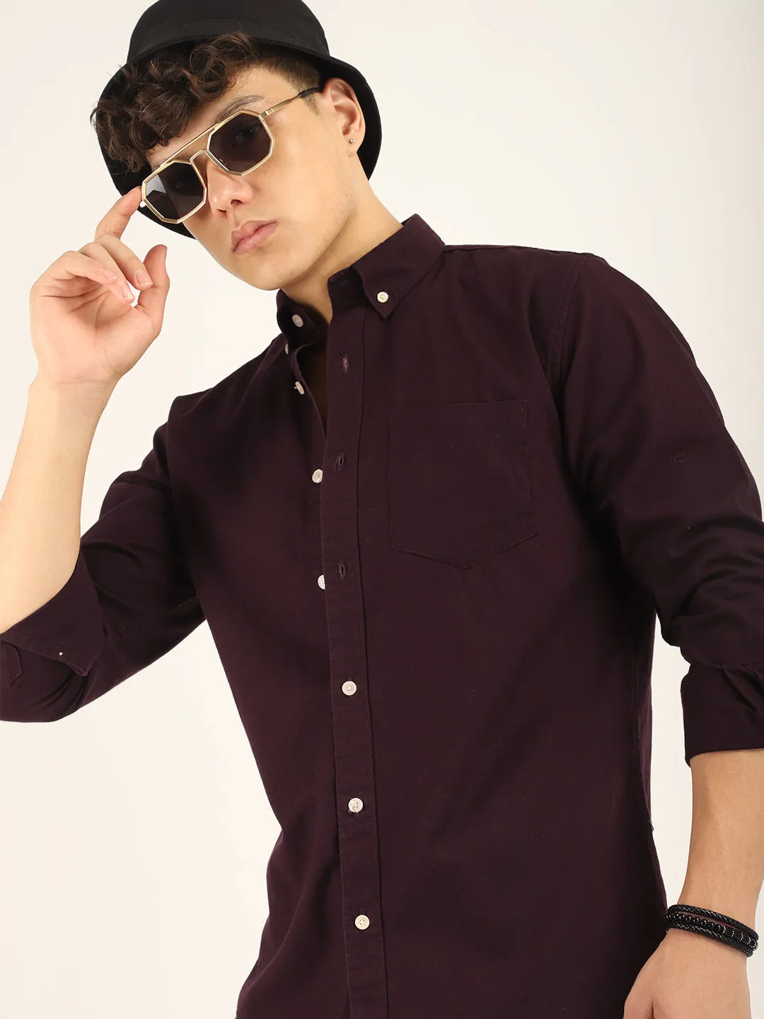 Carlo Oxford Wine Full Sleeves Shirt