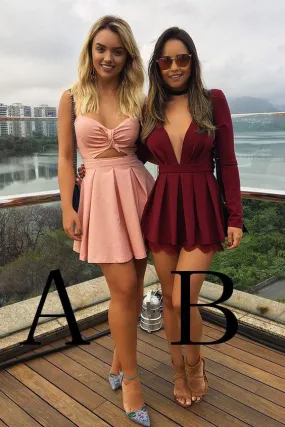 Cocktail Dresses V Neck Above Knee Homecoming Dresses