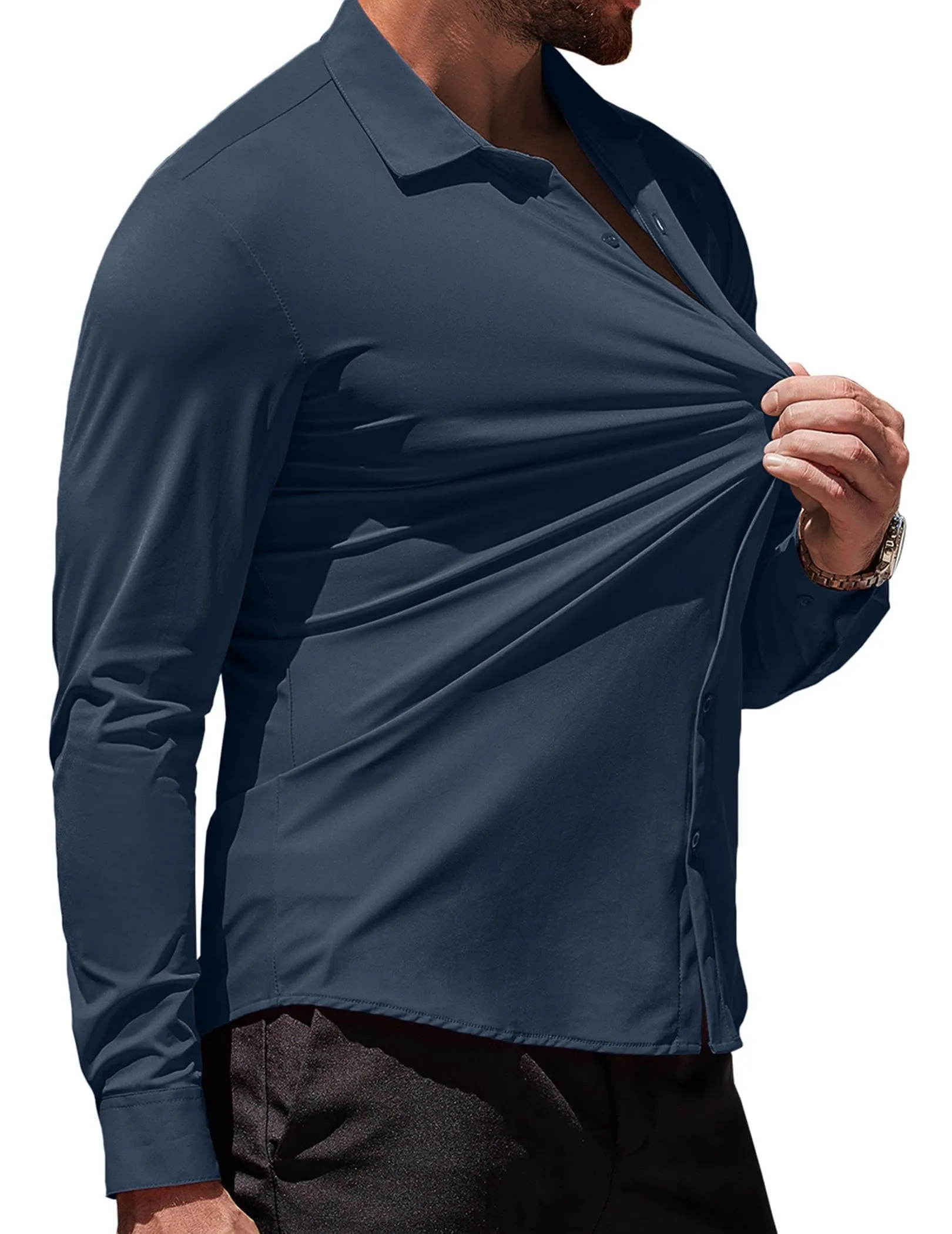 COOFANDY Men's Muscle Fit Dress Shirts Wrinkle-Free Long Sleeve Casual Button Down Shirts