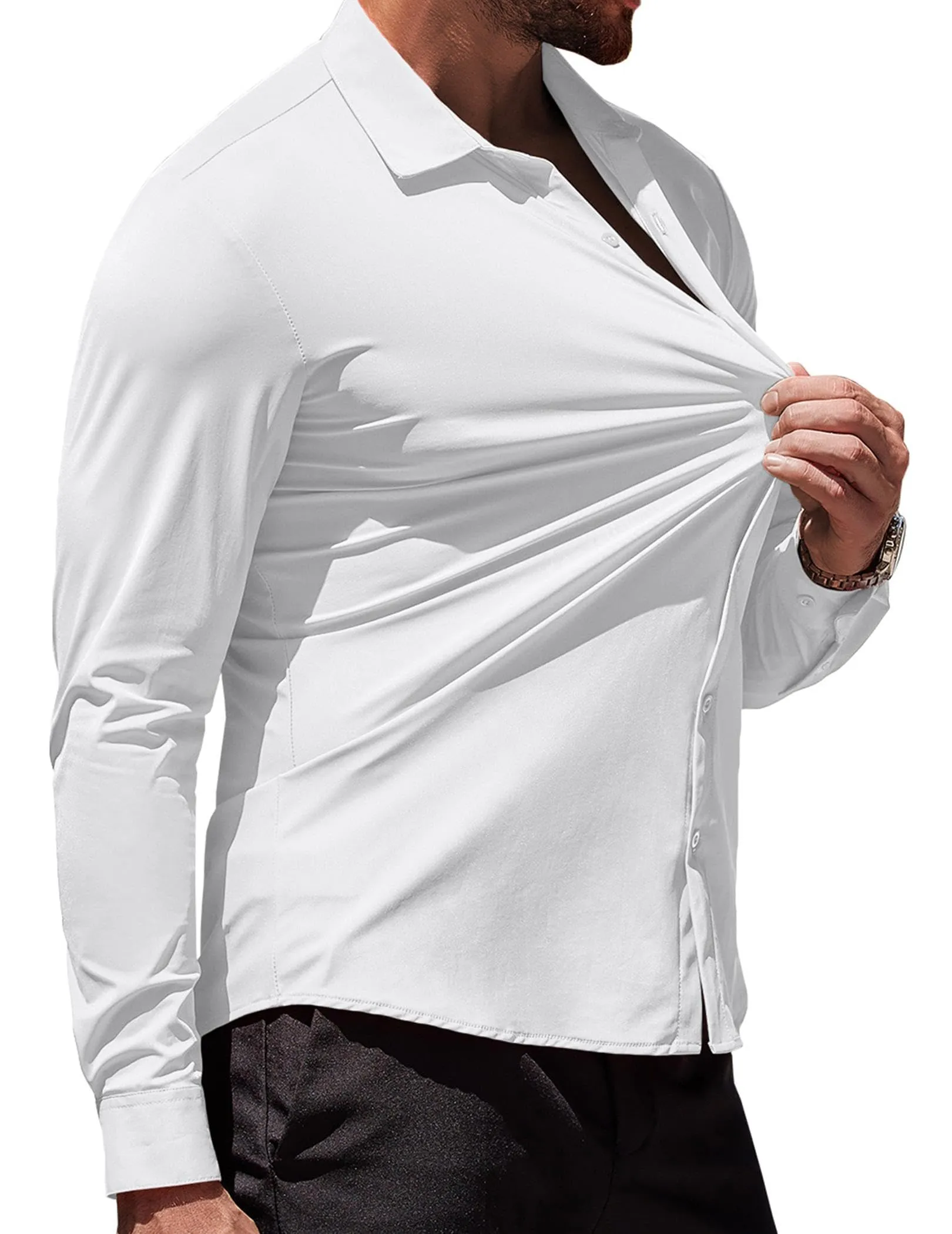 COOFANDY Men's Muscle Fit Dress Shirts Wrinkle-Free Long Sleeve Casual Button Down Shirts