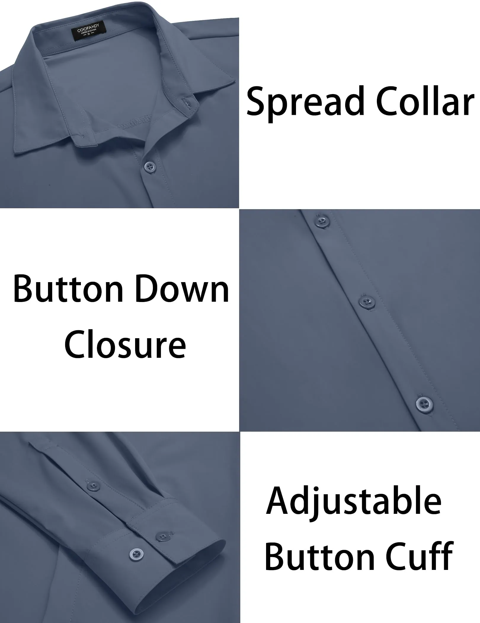 COOFANDY Men's Muscle Fit Dress Shirts Wrinkle-Free Long Sleeve Casual Button Down Shirts