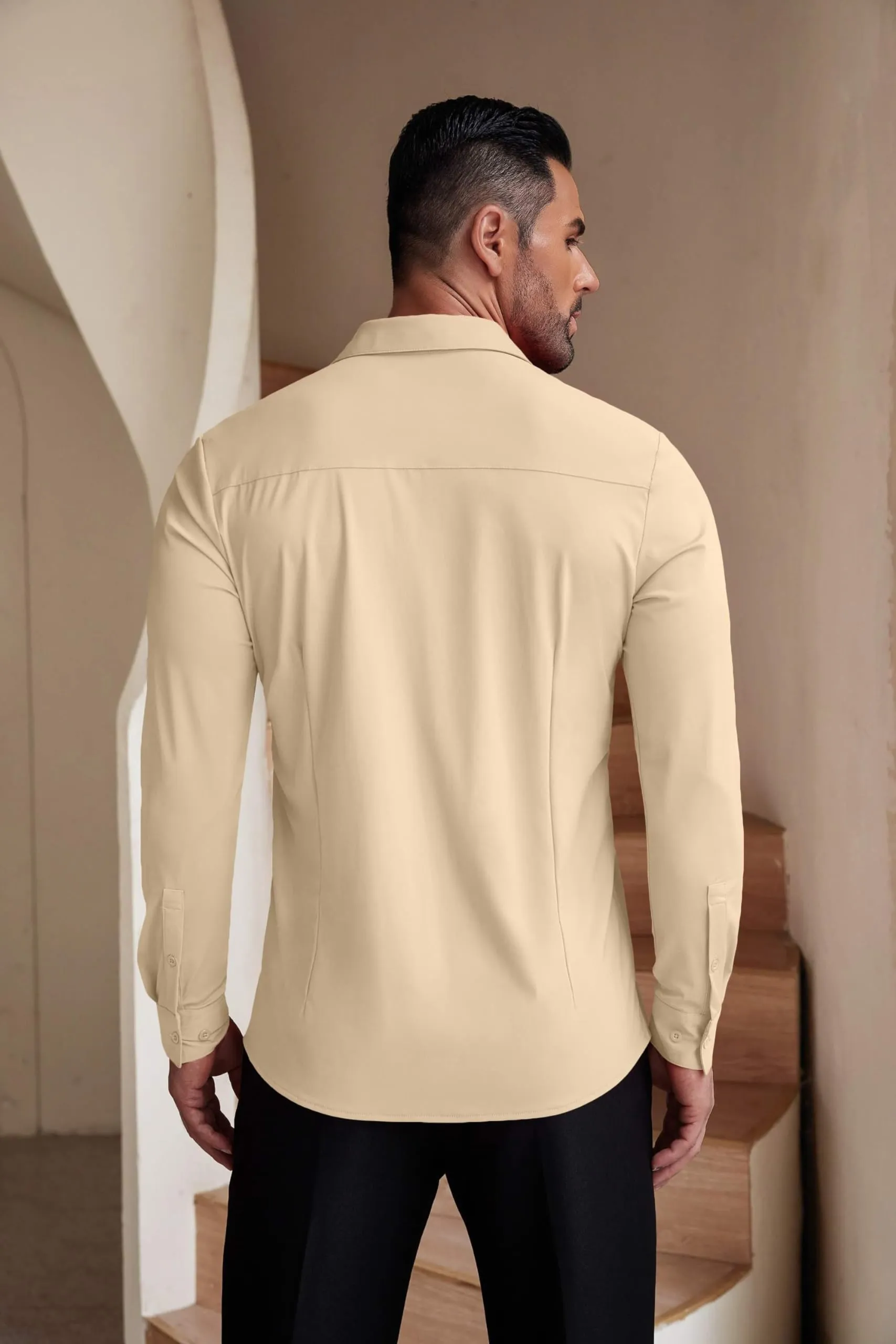 COOFANDY Men's Muscle Fit Dress Shirts Wrinkle-Free Long Sleeve Casual Button Down Shirts