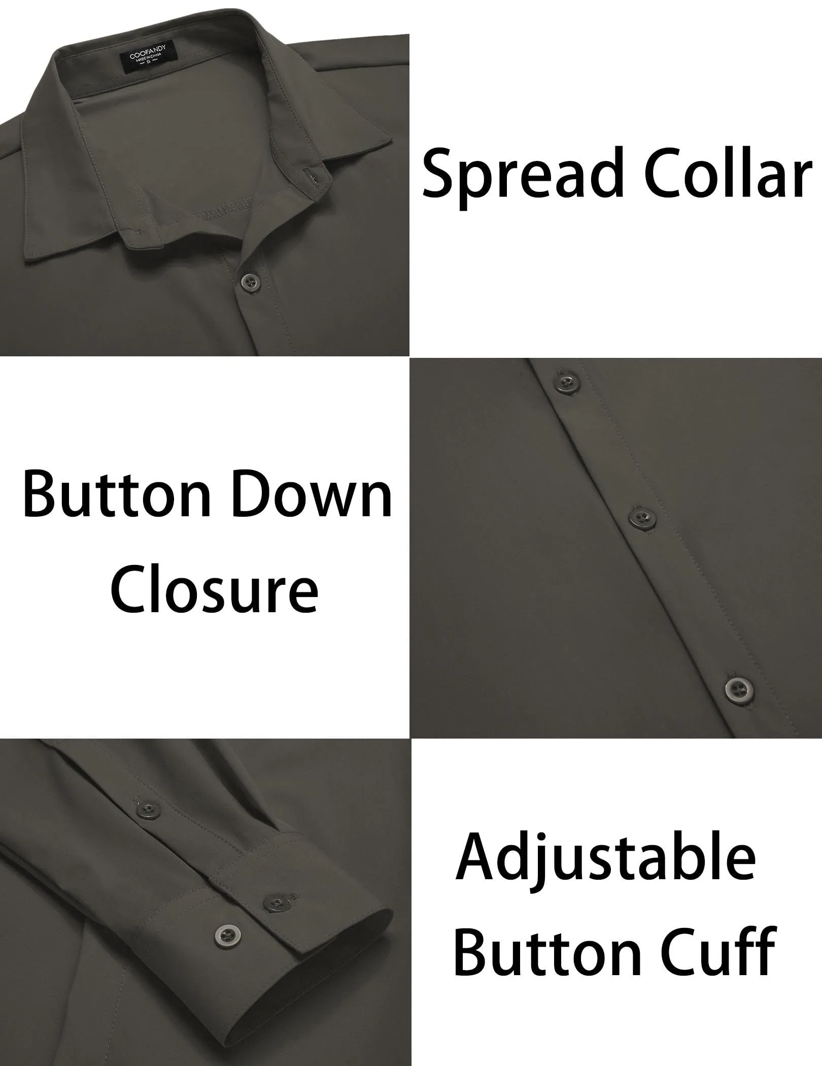 COOFANDY Men's Muscle Fit Dress Shirts Wrinkle-Free Long Sleeve Casual Button Down Shirts