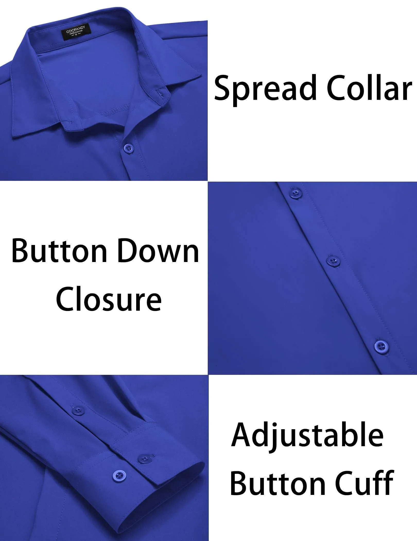 COOFANDY Men's Muscle Fit Dress Shirts Wrinkle-Free Long Sleeve Casual Button Down Shirts