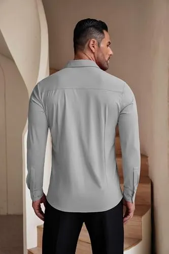 COOFANDY Men's Muscle Fit Dress Shirts Wrinkle-Free Long Sleeve Casual Button Down Shirts