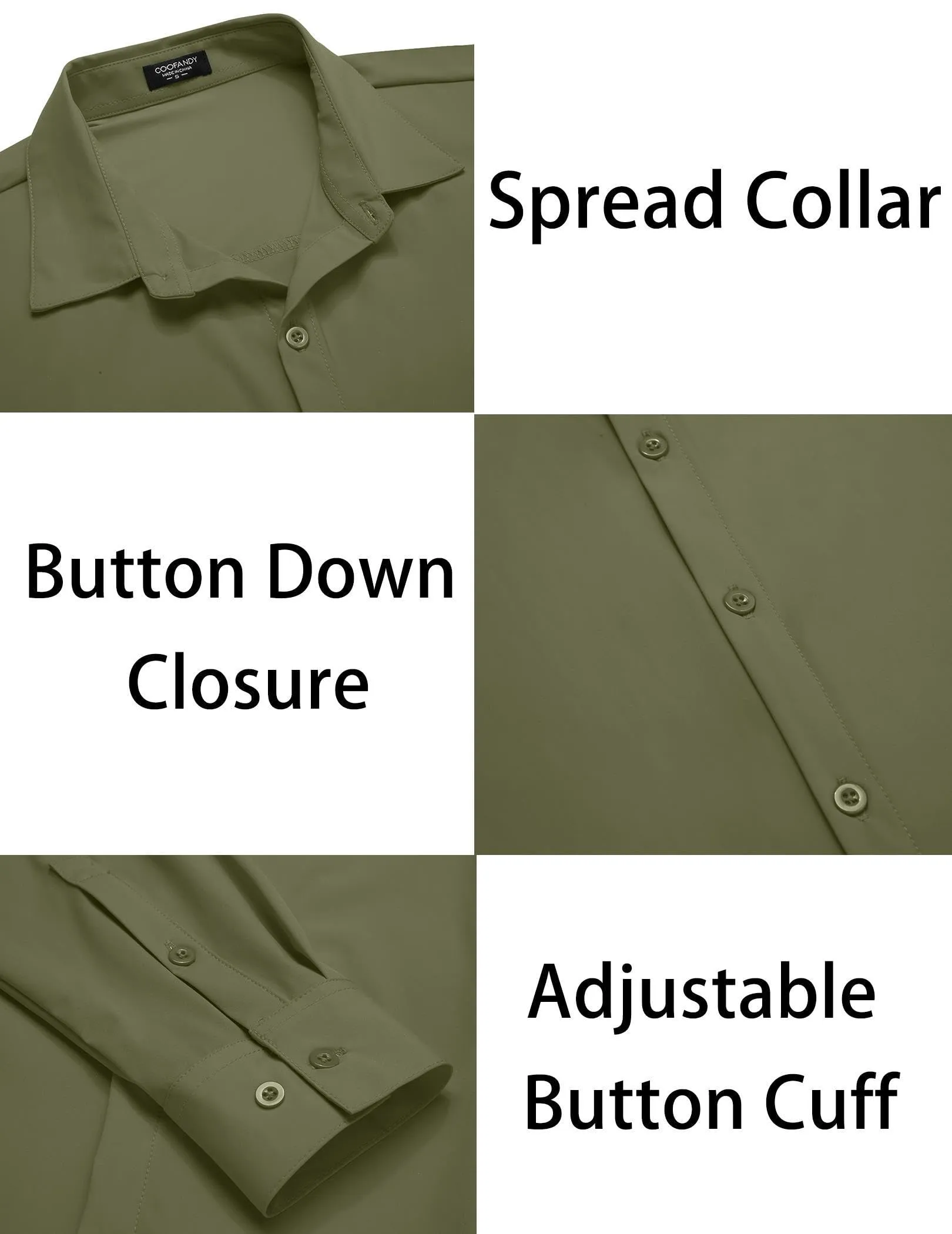 COOFANDY Men's Muscle Fit Dress Shirts Wrinkle-Free Long Sleeve Casual Button Down Shirts