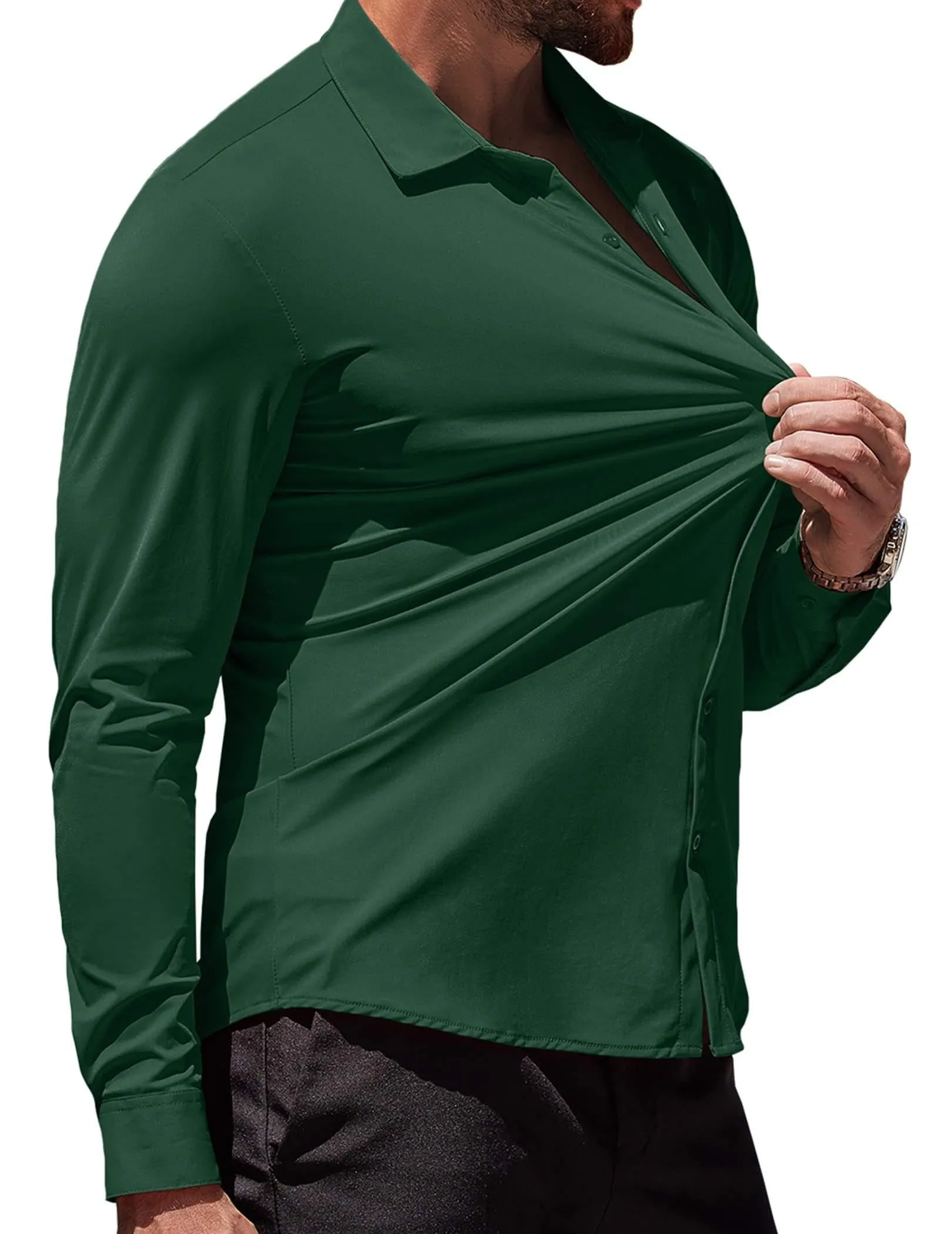 COOFANDY Men's Muscle Fit Dress Shirts Wrinkle-Free Long Sleeve Casual Button Down Shirts