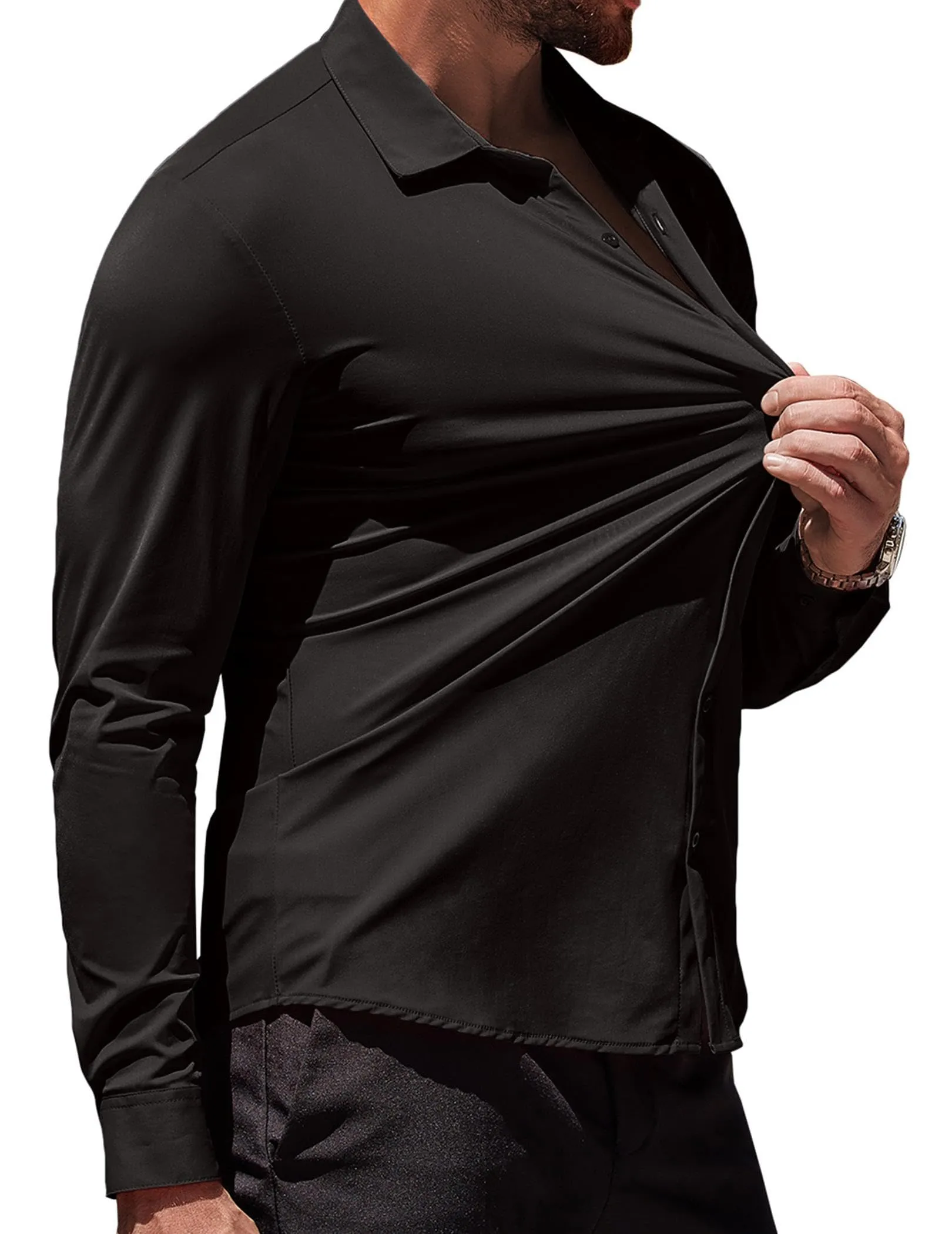 COOFANDY Men's Muscle Fit Dress Shirts Wrinkle-Free Long Sleeve Casual Button Down Shirts