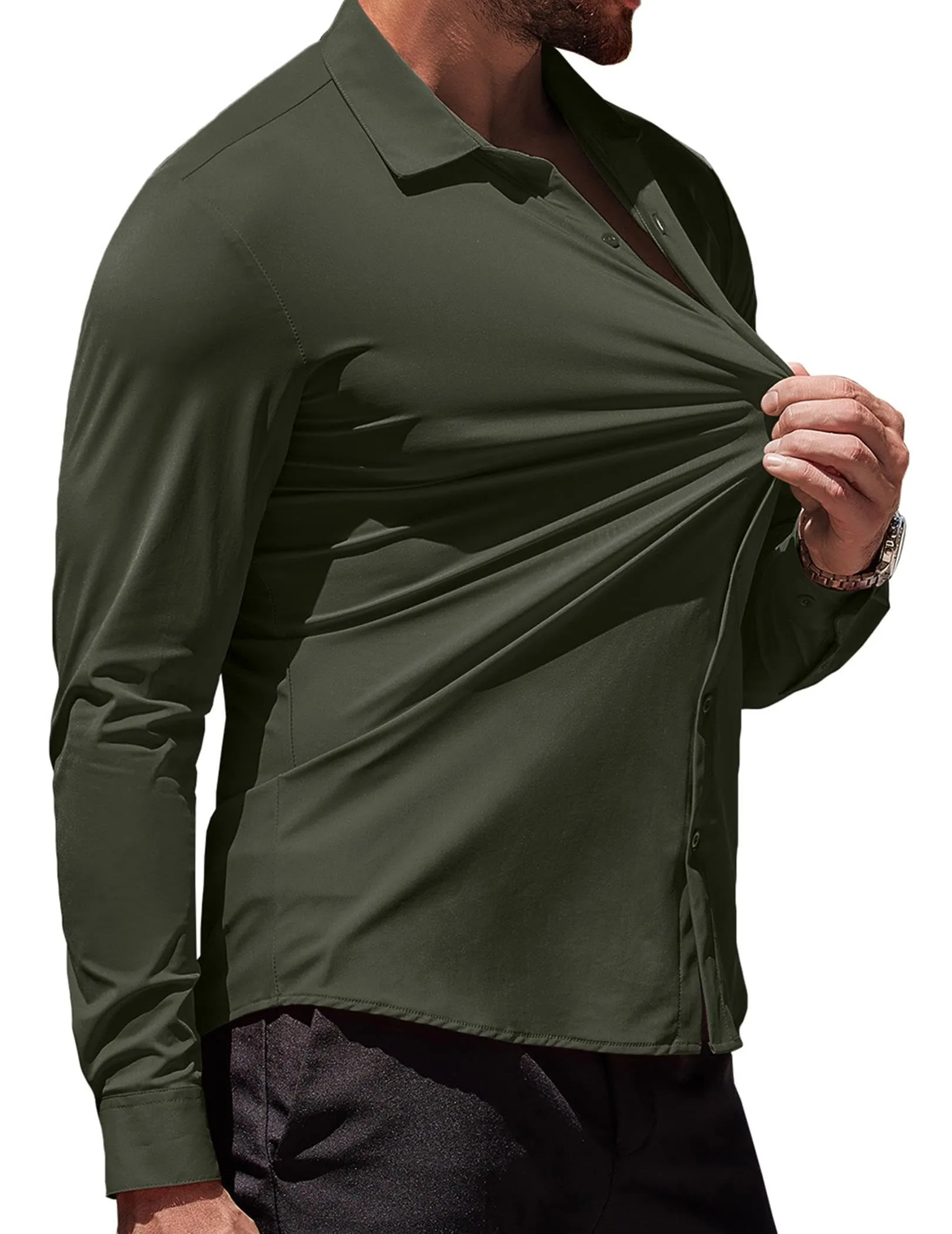 COOFANDY Men's Muscle Fit Dress Shirts Wrinkle-Free Long Sleeve Casual Button Down Shirts