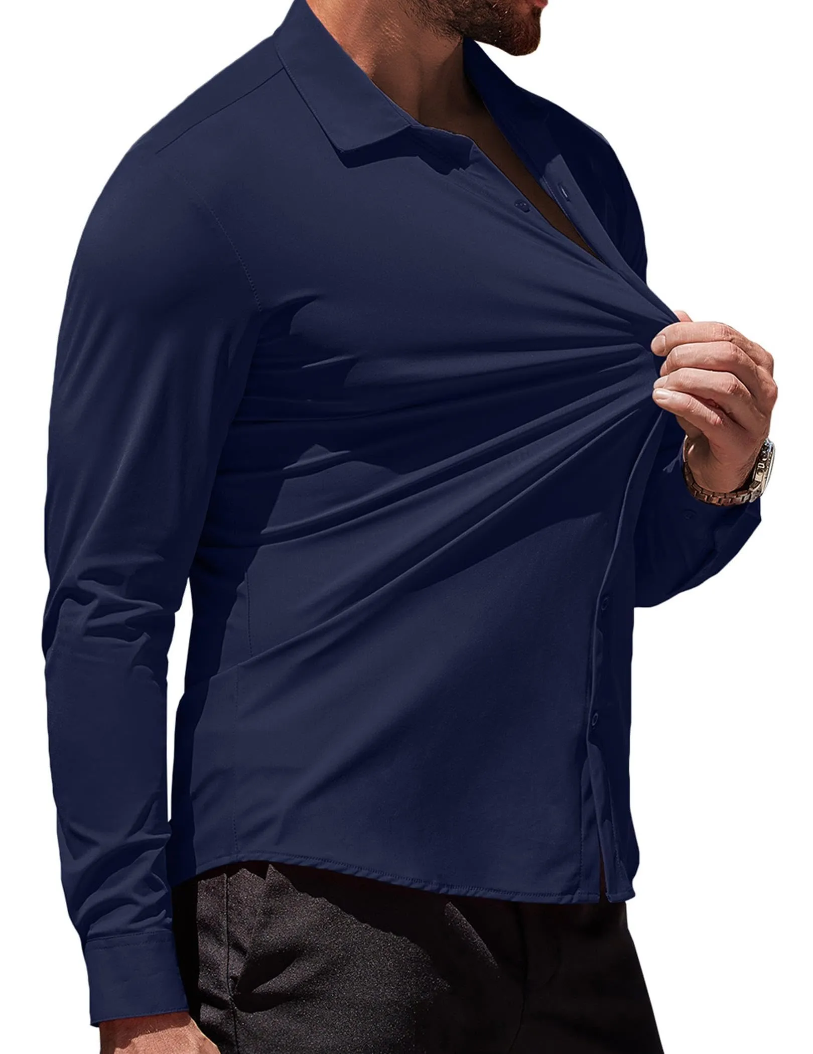 COOFANDY Men's Muscle Fit Dress Shirts Wrinkle-Free Long Sleeve Casual Button Down Shirts