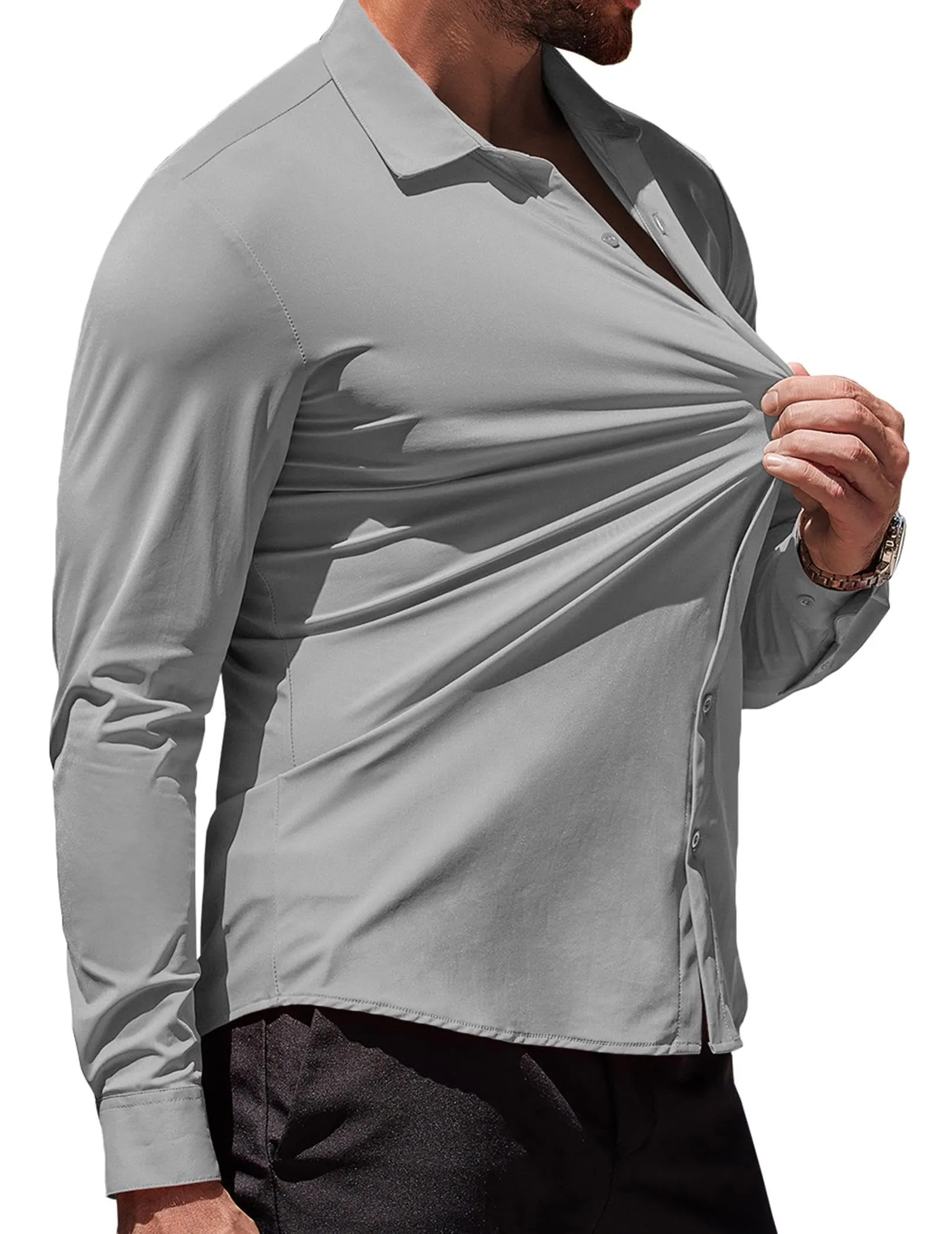 COOFANDY Men's Muscle Fit Dress Shirts Wrinkle-Free Long Sleeve Casual Button Down Shirts