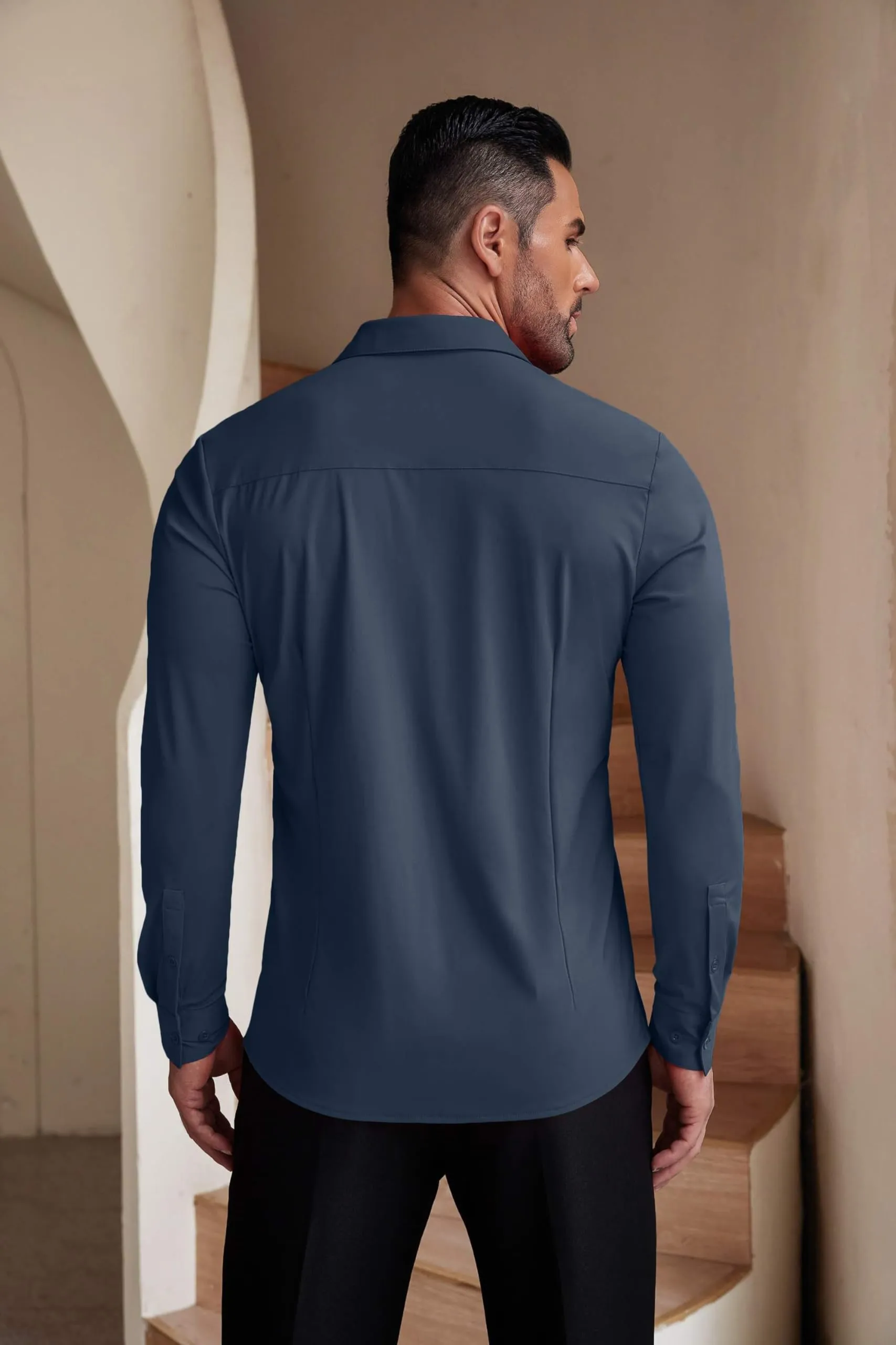 COOFANDY Men's Muscle Fit Dress Shirts Wrinkle-Free Long Sleeve Casual Button Down Shirts