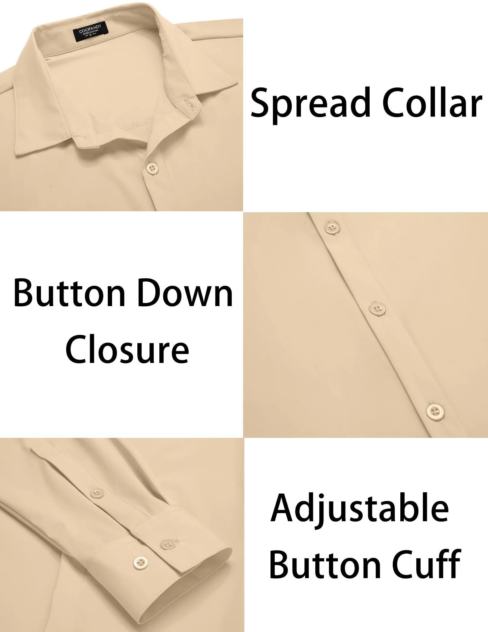 COOFANDY Men's Muscle Fit Dress Shirts Wrinkle-Free Long Sleeve Casual Button Down Shirts