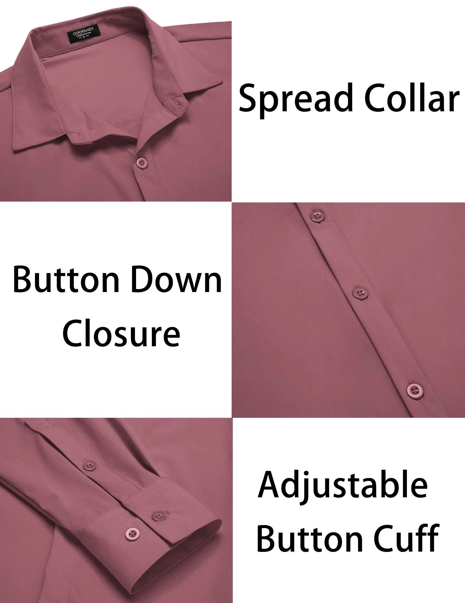 COOFANDY Men's Muscle Fit Dress Shirts Wrinkle-Free Long Sleeve Casual Button Down Shirts