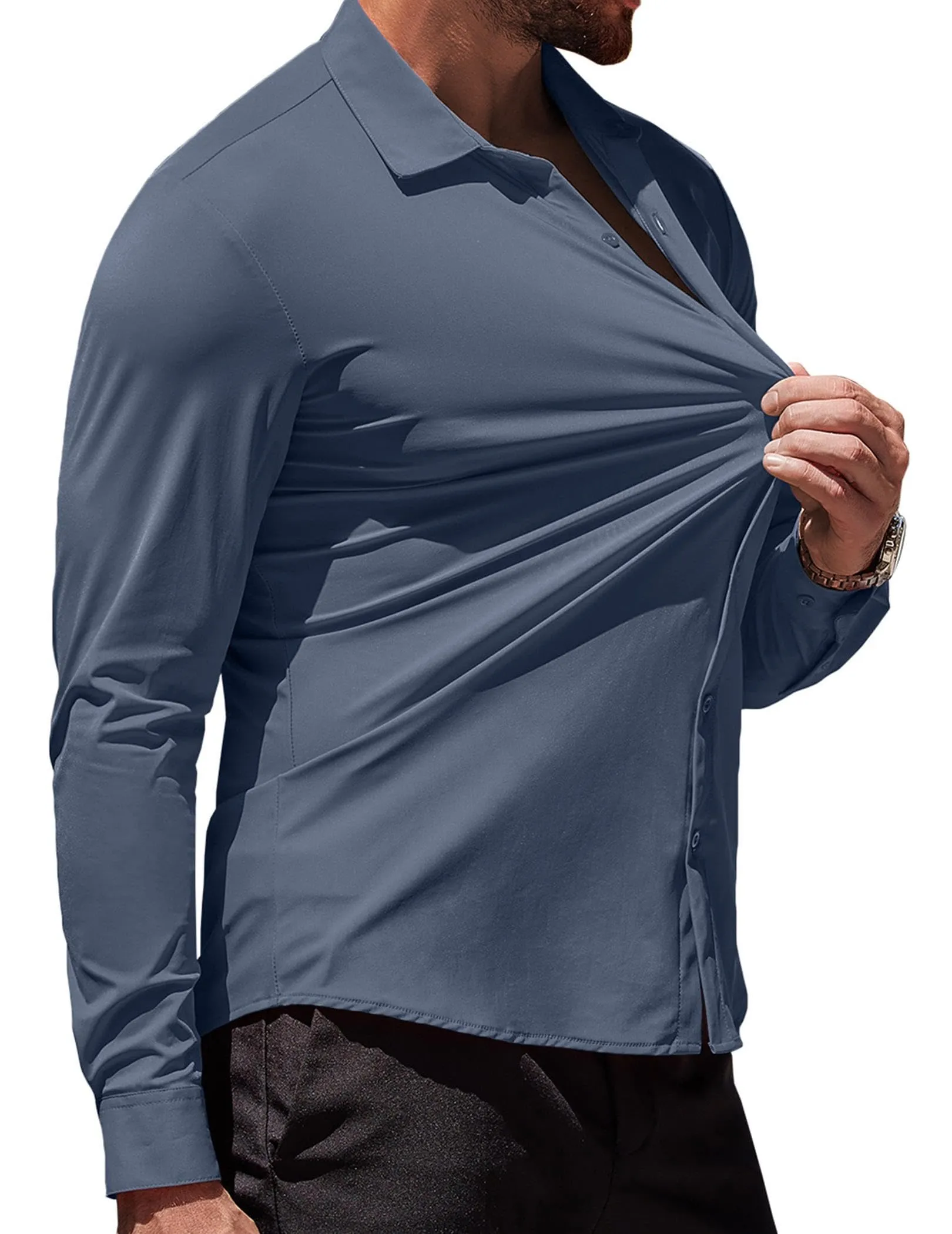 COOFANDY Men's Muscle Fit Dress Shirts Wrinkle-Free Long Sleeve Casual Button Down Shirts